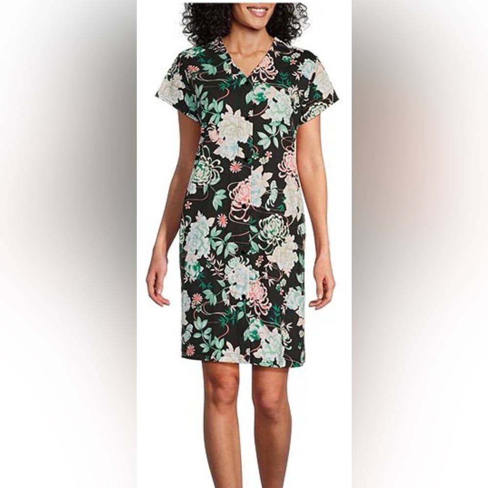 Miss Elaine Floral Short-Sleeve Snap- various sizes‎